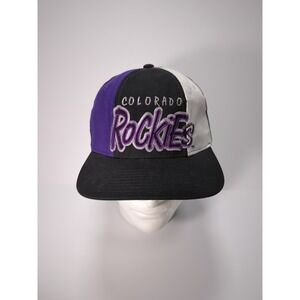 Colorado Rockies Script Starter Color Block Snapback Hat Cap Vintage